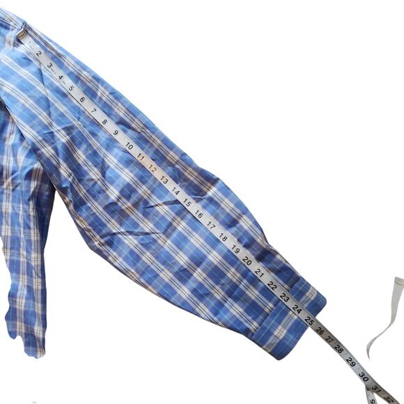 L.L. Bean Plaid Button-down Shirt, Traditional Fit Light Blue Long Sleeved Sz XL - Picture 10 of 12